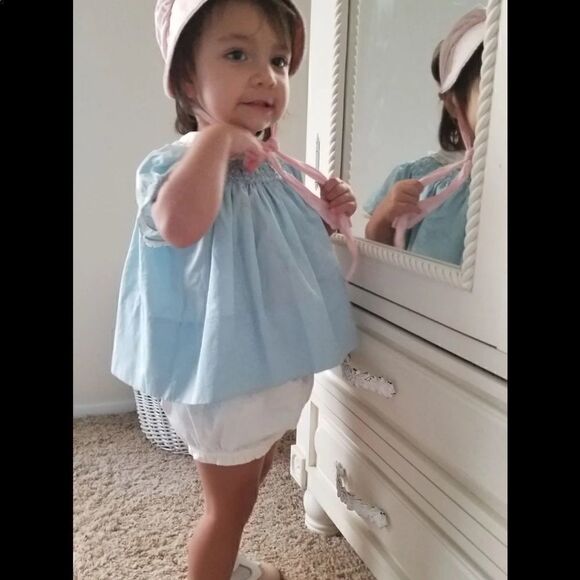 Vintage smocked dress floral mini 60s a line flare - Picture 10 of 10